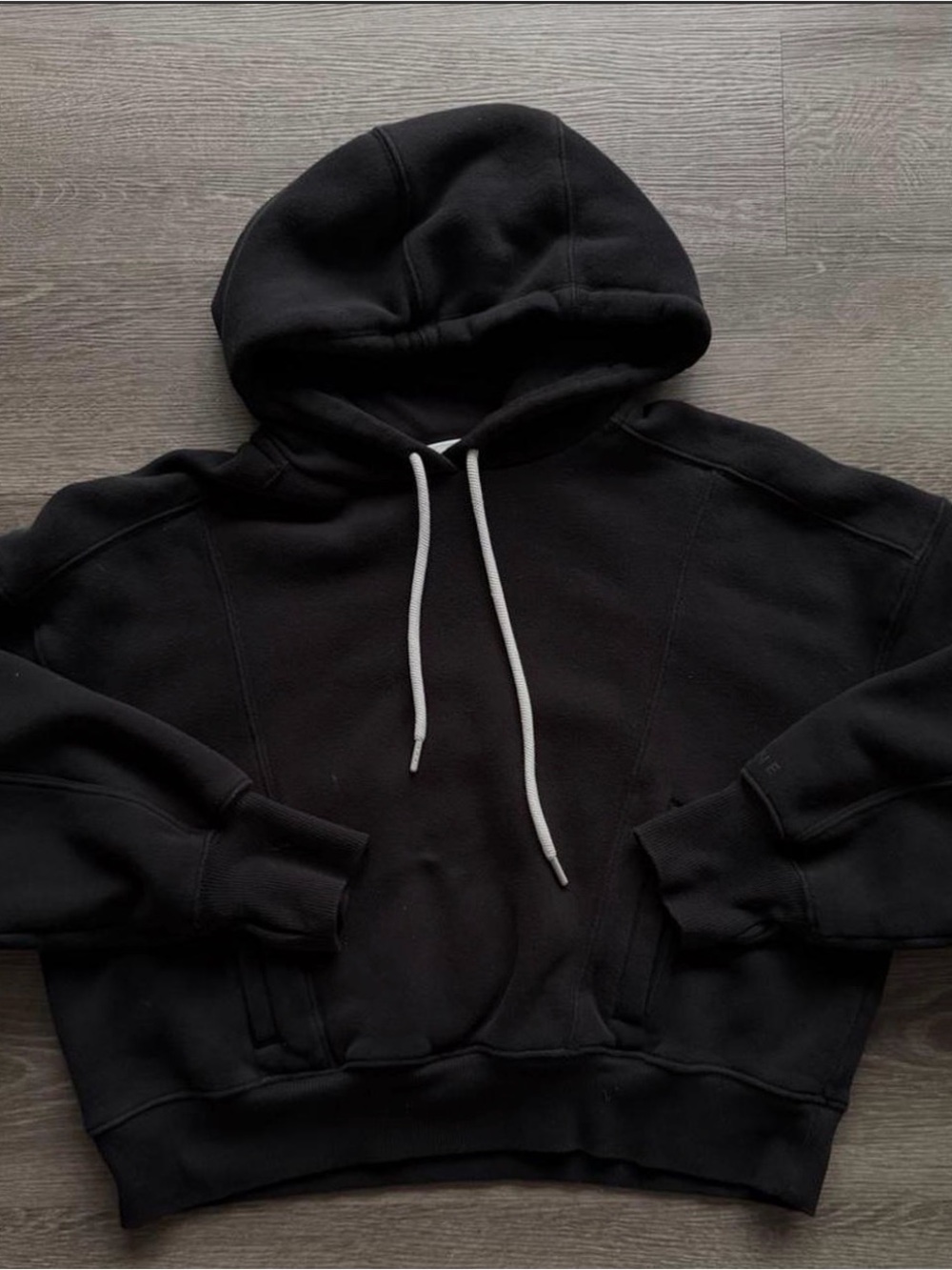 Aerie black cropped offline cloud fleece hoodie